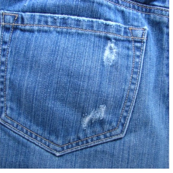 Y2K Denim Jean Mini Skirt Denim Distressed Frayed Raw Hem Size 6 - Picture 7 of 8